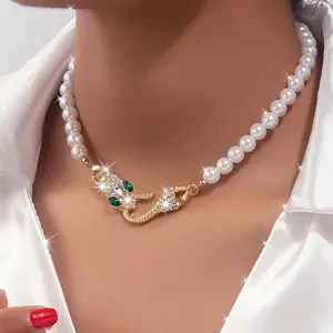 A Stylish And Unique Necklace Featuring a And Snake Head Design, Perfect for a Luxurious Vacation Party Or Banquet.