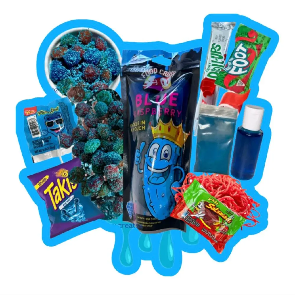 CHAMOY TREATS BLUE RAZZ LARGE PICKLE KIT WITH BLUE RAZZ GUSHERS CHAMOY TREATS BLUE RAZZ LARGE PICKLE KIT WITH BLUE RAZZ GUSHERS