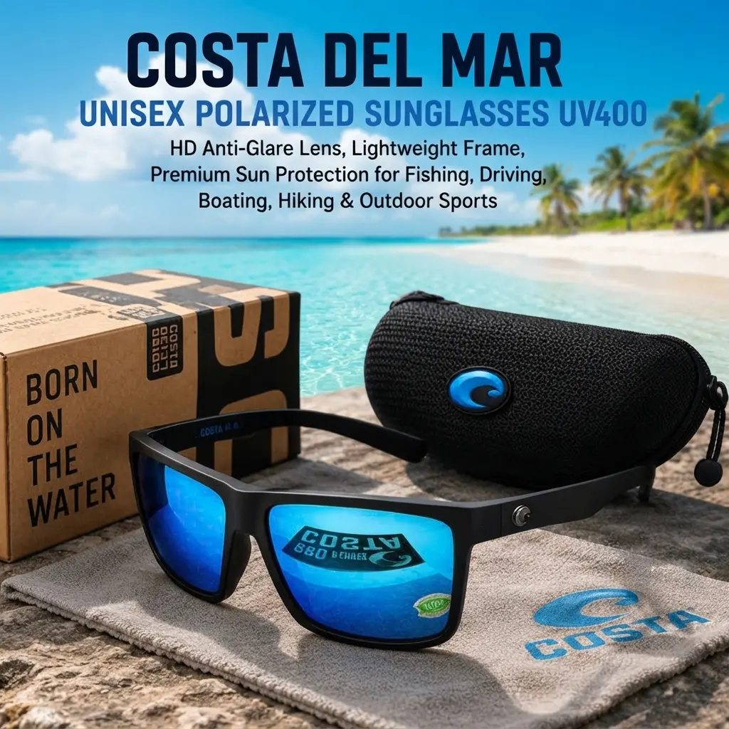 [2026 MUST HAVE] COSTA Square Polarized Sunglasses for Men UV Protection Sports Eyewear for Fishing, Driving and Outdoor activities