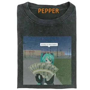 Hatsune Miku Griddy T-Shirt, Funny Anime Meme Dance Graphic Shirt, Viral Kawaii Vocaloid Aesthetic Streetwear Tee, Crew Neck, Short Sleeve, Cotton, Gift for Humorous Otaku Him Her, Men and Womenswear Top