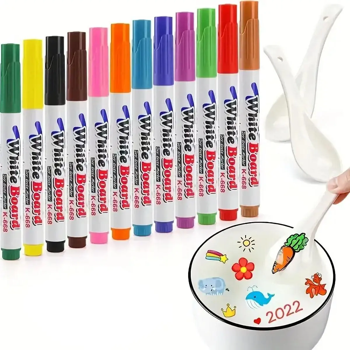 Floating Pen Set, 12pcs Floating Pen Set & 1 Count Spoon, Children's Writing & Correction Tools for Playing, Creative Art Supplies, Gift Sets for Boys Girls, Art Markers Pen, Aesthetic Pens