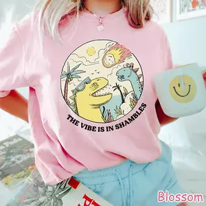 Comfort Colors Vintage Dinosaur Meteor Shirt, Funny Prehistoric Extinction Shirt, Cute Dino Graphic Tee, The Vibe Is In Shambles Shirt, Gift for Men, Gift for Women, Crew Neck T-shirt, Trending T-shirt