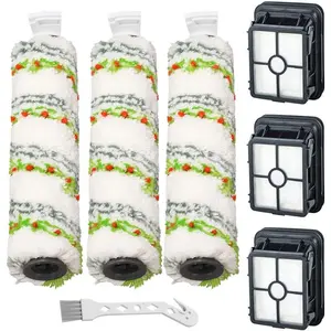3 Pack Multi-Surface Pet Brush Rolls 2788 and 3 Pack Vacuum Filters 1866 for Bissell CrossWave Max 2554 2590 2593 2596 for HydroSteam 35151 3515 35152 3513 3518 Vacuums, Part 1618641 & 1608684