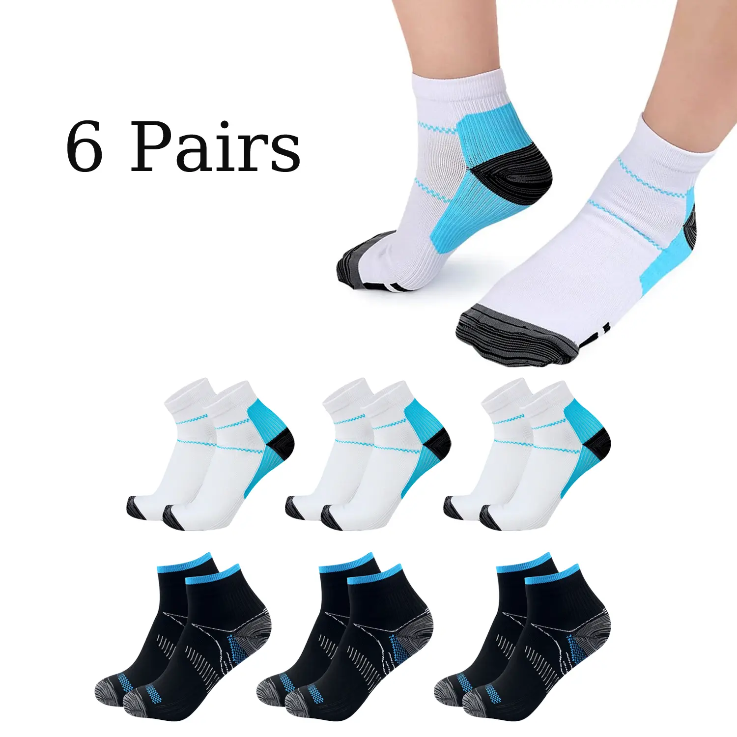Breathable Compression Ankle Socks for Men & Women – Soft, Moisture-Wicking, Cushioned Sole, Perfect for Running, Hiking, Cycling, and Daily Commute