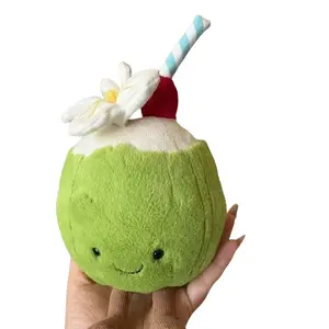 Jellycat Coconut Plush Toy, Amuseables Green Coconut Drink Stuffed Animal, Cute Soft Kawaii Fruit Gift for Kids & Collectors