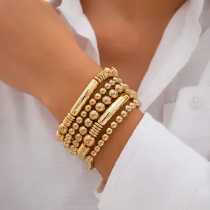 Fashion Simple Chain Bracelet & Beaded Bracelet, Summer 2024 Bangles Bracelets, Casual Stackable Matching Bracelet, Trendy All-match Jewelry, Streetwear Accessories As Friendship Bracelets, for Fall
