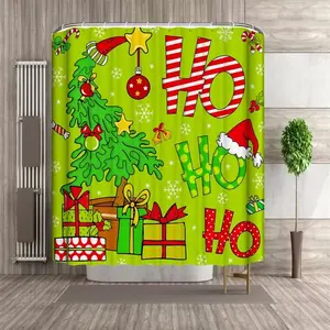 Christmas Shower Curtain, Gingerbread Man Pattern, Perfect for Bathroom Decor, Bathroom Decoration Accessories, Easy to Clean, Multiple Sizes Available, Includes Hooks