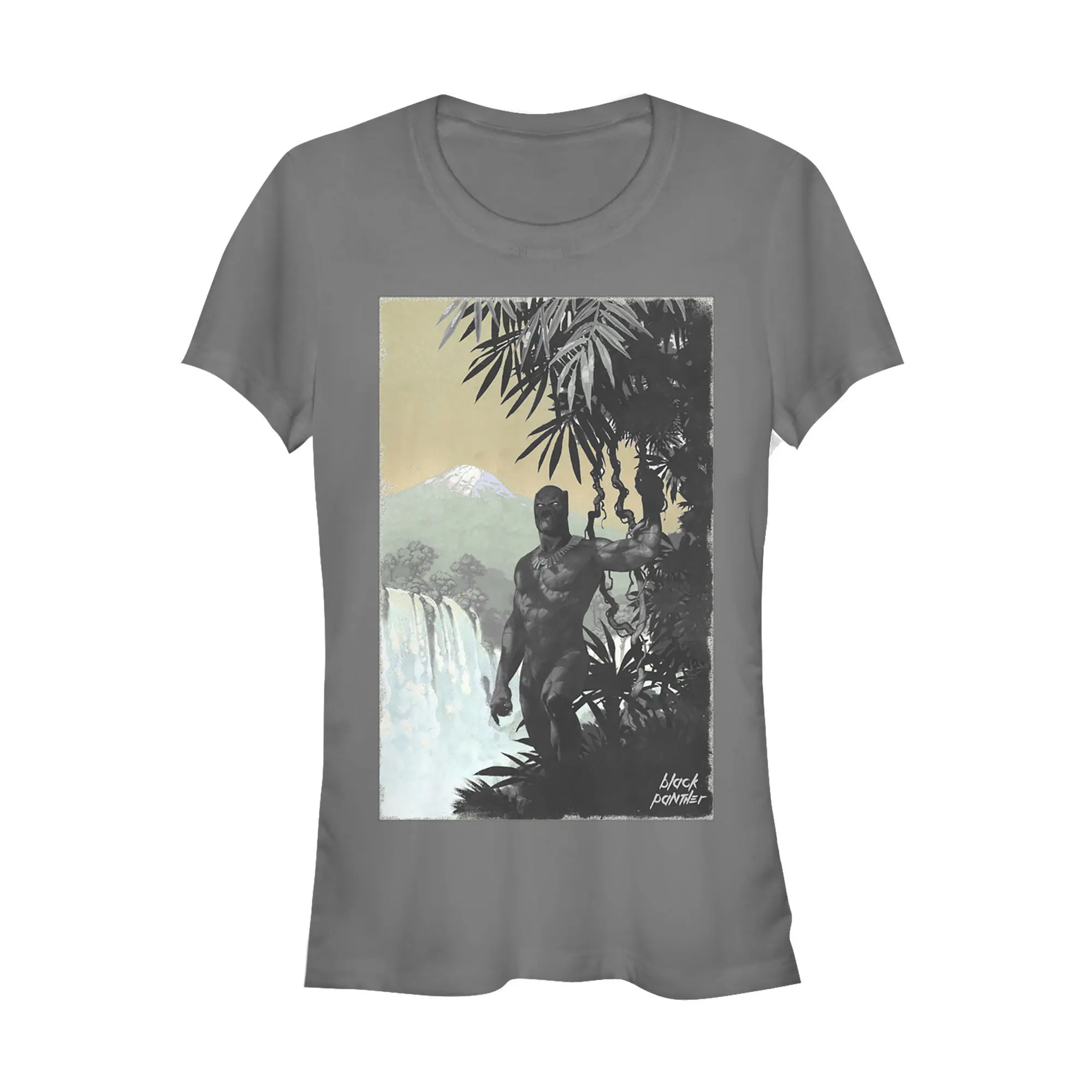 Juniors Womens Marvel Black Panther Painted Wakanda T-Shirt