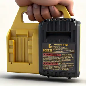 Suitable for 20V battery holder, 2.0Ah-10.0Ah battery storage rack, portable battery box with handle/non-slip base, suitable for construction site and tool kit, 4 slots.