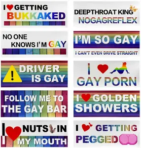 10PCS Bumper Decals Funny LGBT Stickers, Rainbow Bumper Prank Car Stickers LGBT Sticker Sign, Colorful Gay Pride Decal for Cars Trucks Luggage Window, Car Accessories
