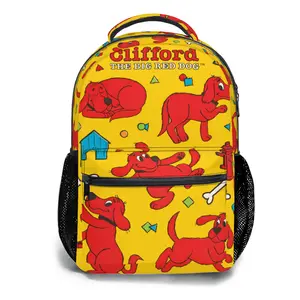 Cartoon Clifford the Big Red Dog Backpack Anime Cosplay Backpack Lightweight Laptop Bag 3D Printed Daypack Outdoor Sports Backpack Travel