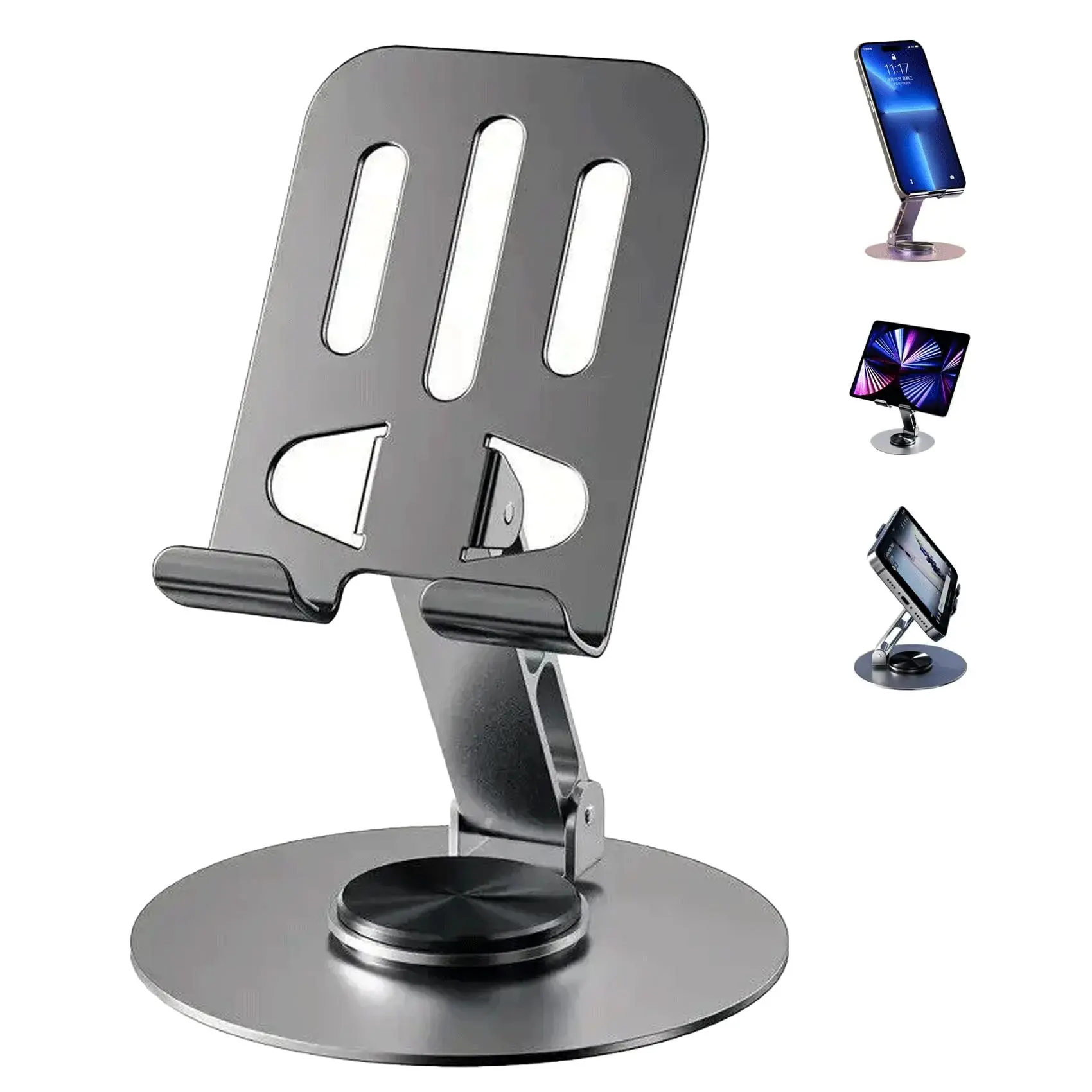 360° Swivel Metal Desk Tabletop Phone Holder, Foldable Adjustable Phone Holder, Phone Accessories for Home Office, Phone Holder Design, Adjustable Phone Stand