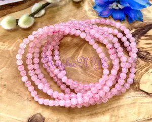 Wholesale Lot 6 Pcs Natural Rose Quartz 4mm 7.5” Crystal Healing Stretch Bracelet