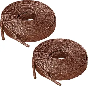 2 Pairs Glitter Flat Shoelaces 43 Inch Shinny Metallic Shoe Laces for Sneakers Skate Boots  Shoes