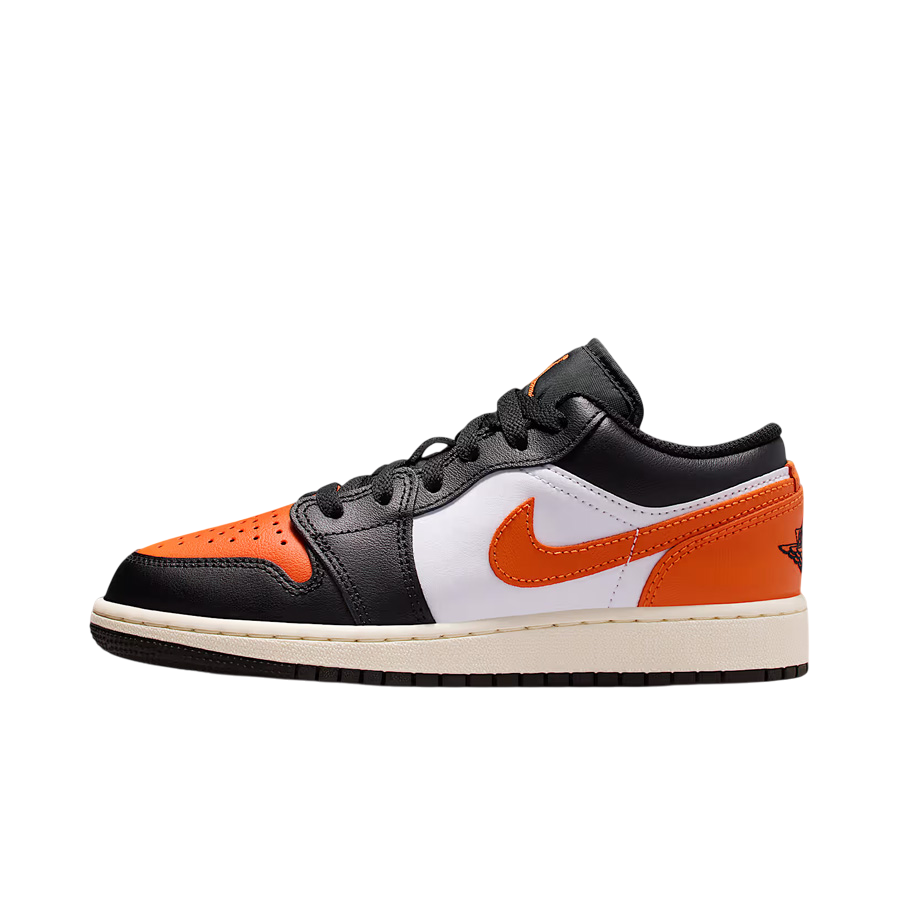 Youth Jordan 1 Low Black/Starfish-White-Sail (553560 081) (GS)