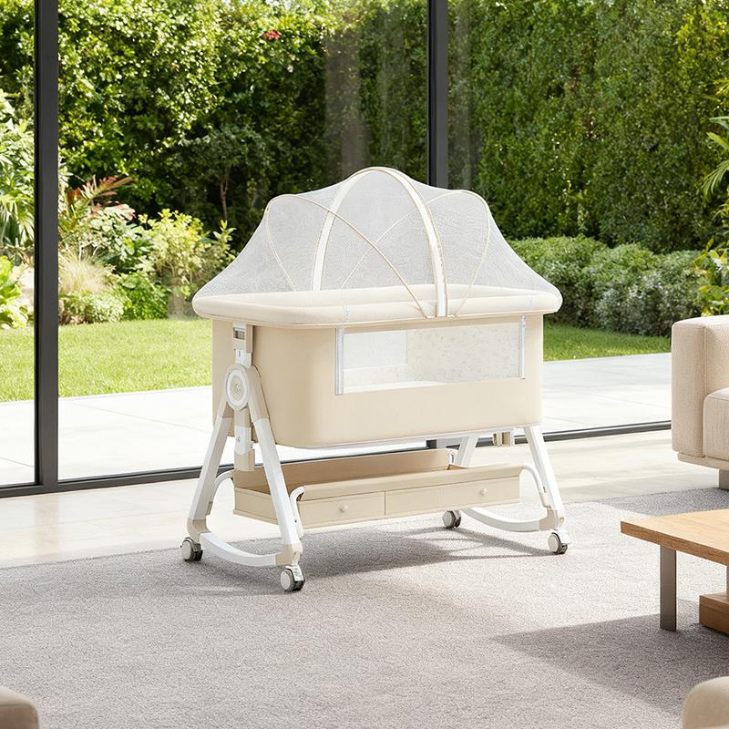 Minimalist 3 in 1 Baby Bassinet Bedside Sleeper for Newborn 0–6 Months, Adjustable Height Portable Bassinet with Wheels, Breathable Mesh & Mattress  cot  baby storage foldable crib