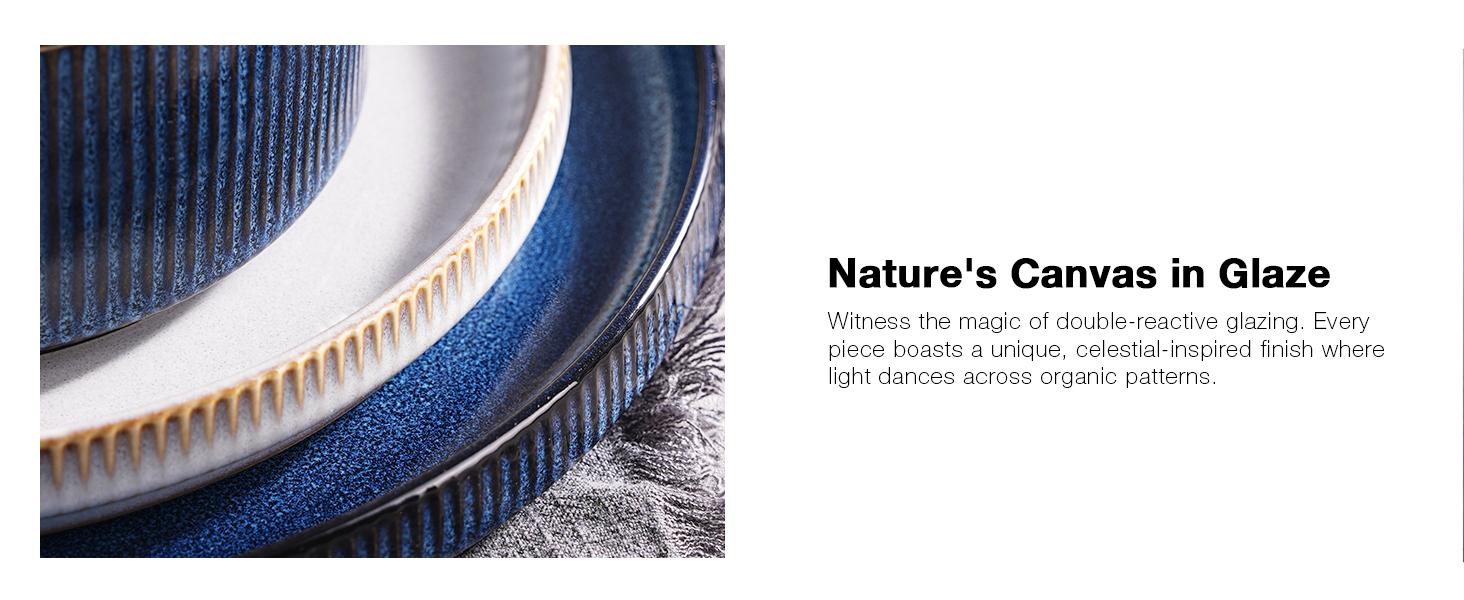 Famiware Star Dinnerware Set for 6, Stoneware Plates and Bowls Sets, 18 Piece Dishes/Tableware/Dinner Set Kitchenware Ceramics