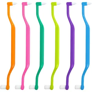 6 Pieces 2-in-1 Toothbrush with Interdental and Wisdom Teeth Brush Heads for Comprehensive Oral Care, Soft Single Interdental Brushes Between Teeth Wisdom Toothbrush for Braces