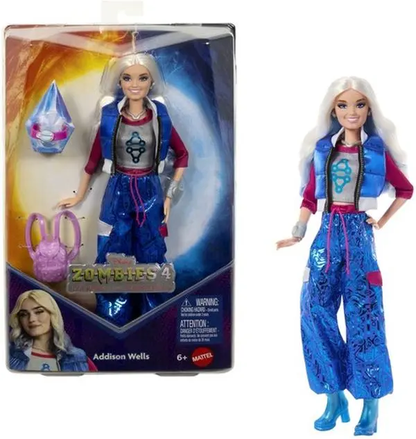 Disney Zombies Addison Wells Fashion Doll with Removable Pants, Collectible Paper Doll Figurine