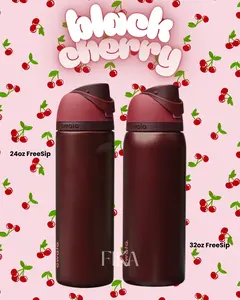 [New Version] Owala Black Cherry 32oz Freesip Stainless Steel Water Bottle With 24-hour Cold, suitable For Daily Use, Gift For Her