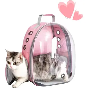 Cat Backpack Bubble, Cats and Dogs Pet Carrier Hard, Suitable for Cats Traveling Cat Bag Carrier, Transparent Outdoor Waterproof Spacecraft Pet Backpack Carrier(Pink)