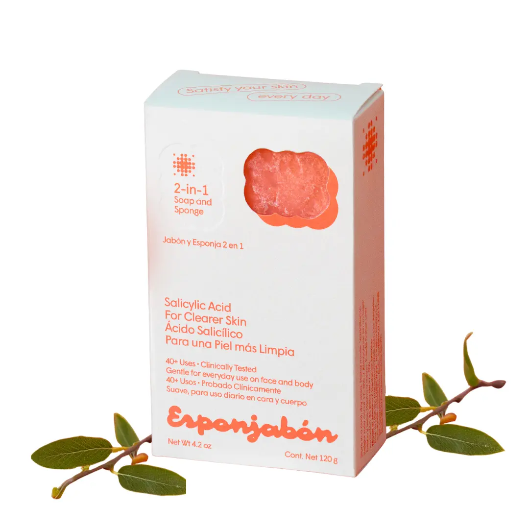 T.Taio Esponjabon Hyaluronic Acid Solid Soap Sponge - 2-in-1 Body Cleanser for Daily Shower Routine, Travel, Sudsy Cleaning, Exfoliating, Hydrating Skin, Body Wash, Smooth, 60G, Moisturizing Soaps, No Extra Loofah, Body Care, Fresh And Clean
