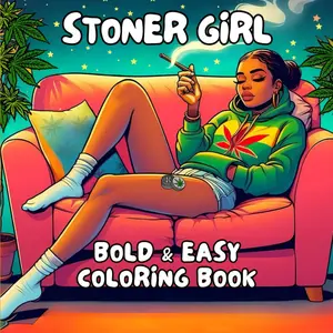 Stoner Girl Coloring Book- Bold and Easy Pages for Adults Featuring 40+ Weed Designs,Y2K Stoner Princess Vibes, and Cozy Themes. Perfect for Weed Lovers and Stoner Girlies. Paperback