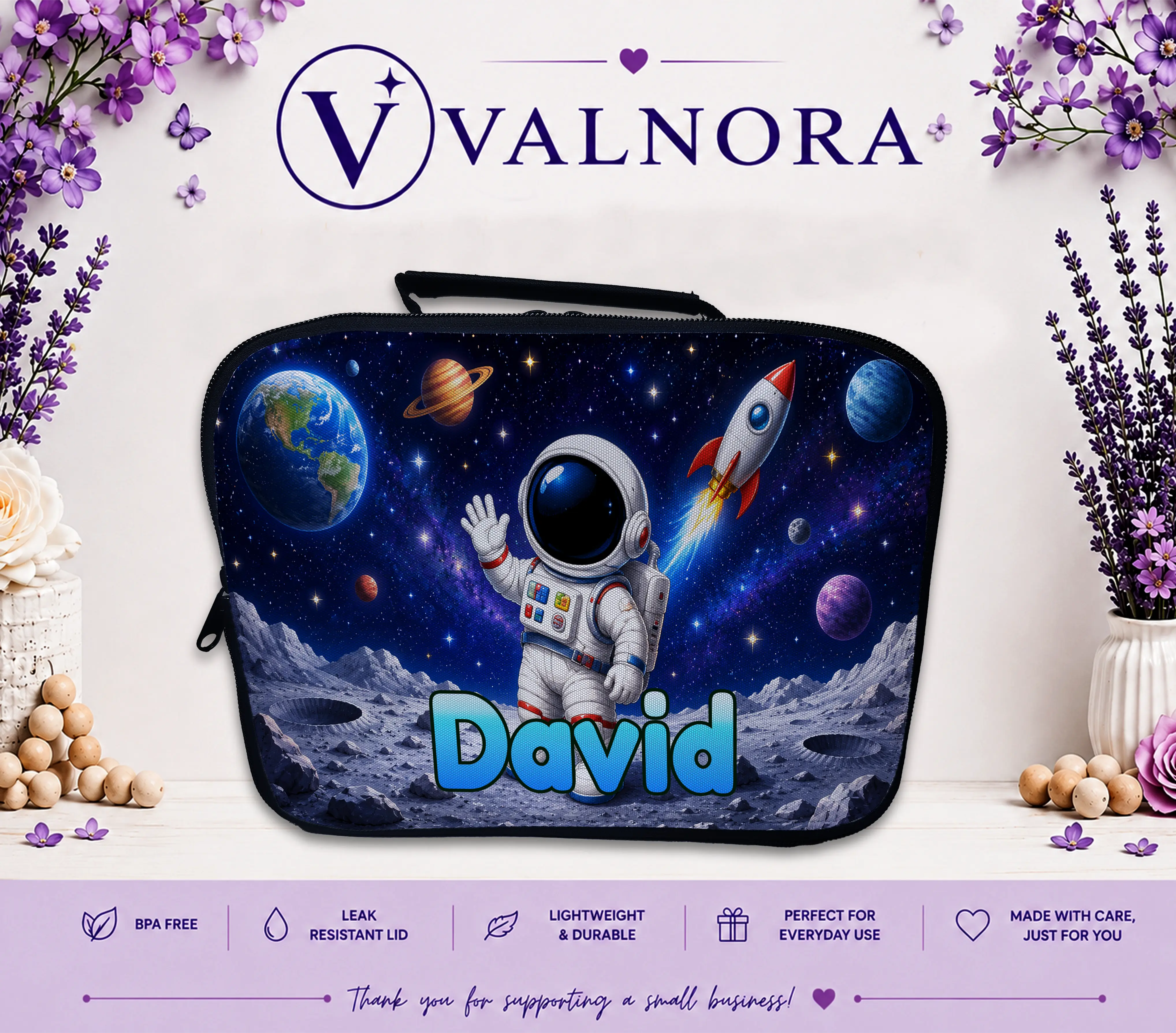 Personalized Space Lunch Bag for Kids | Insulated School Lunch Bag