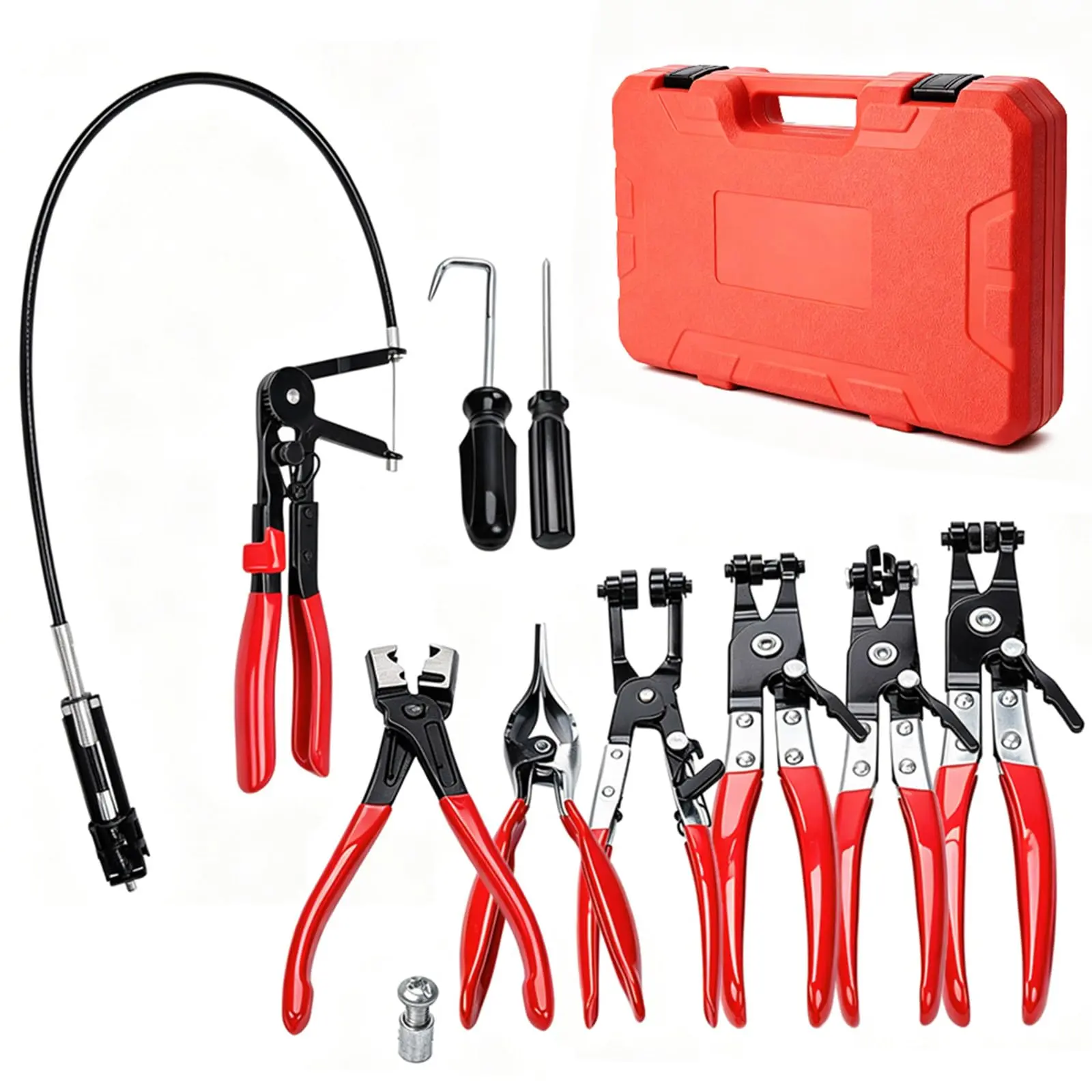 9PCS Hose Clamp Pliers Set, Hose Clamp Removal Tool for Automotive, Flexible Removing Clamps Pliers Automotive for Coolant Radiator Heater and Water Hose