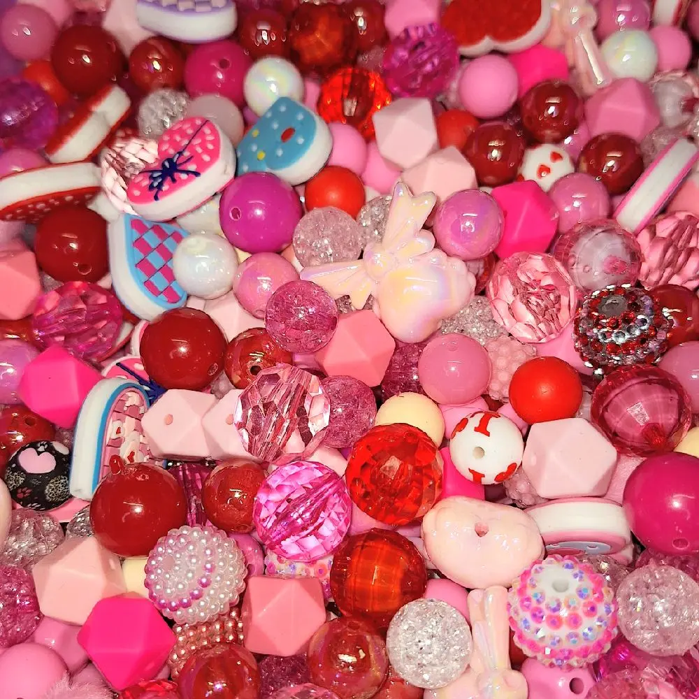 Cupids Heart Bead Mixture - Assorted Colors & Shapes for Crafting & Jewelry Making