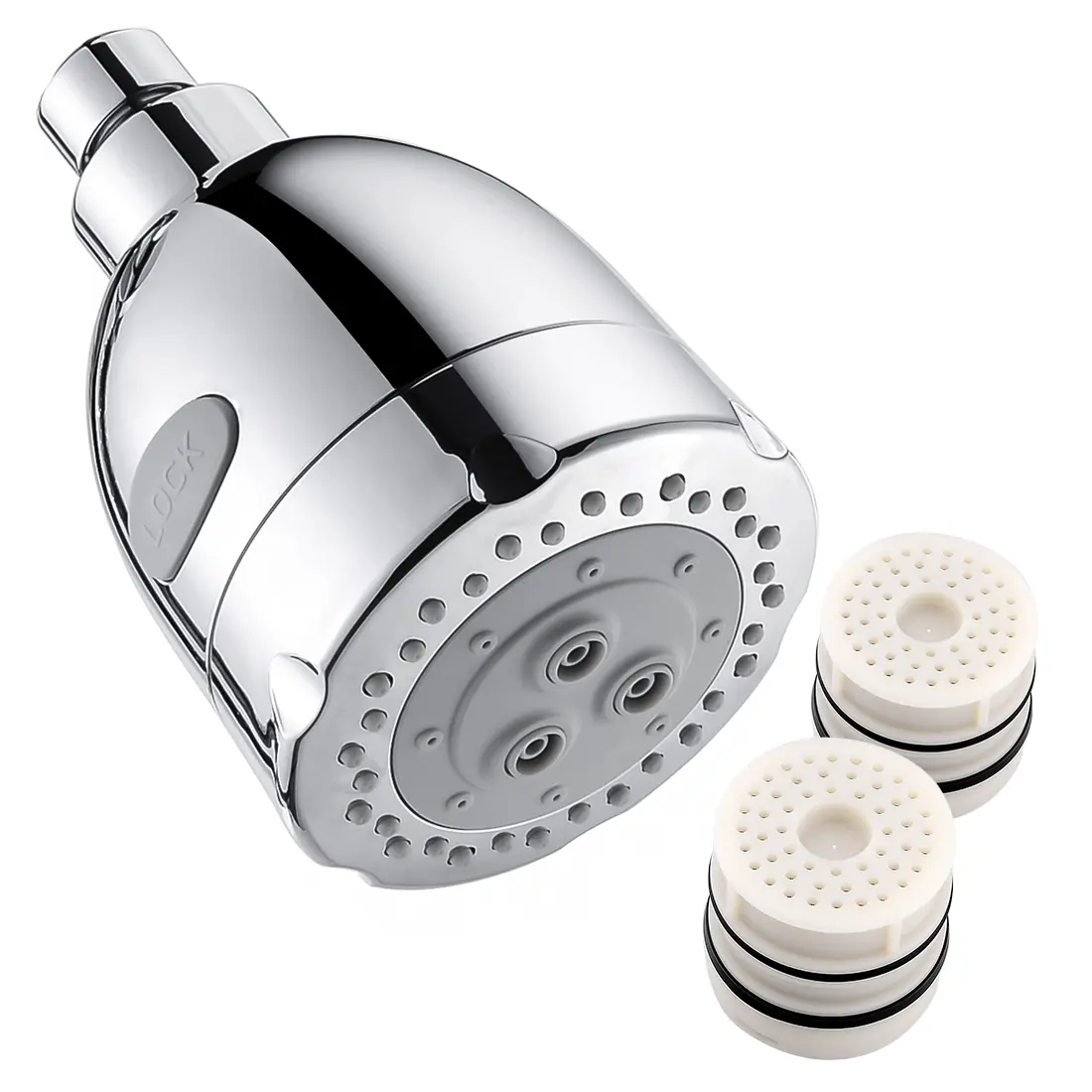 BRIGHT SHOWERS Filter Shower Head for Hard Water, High Output Bathroom Water Softener Rainfall Shower Head , 3 Settings Spray, 2 Filter Cartridge