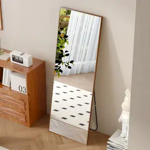 Clean and beautiful solid wood frame full-length mirror, dressing mirror, bedroom porch, decorative mirror, clothing store, floor standing large mirror, wall mounted. 65 "* 23"Simple, fashionable, and modern style designfor Home Decor Traditional Border