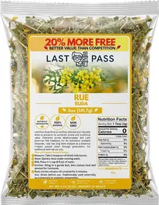 LAST PASS Traditional Natural Non-GMO Ruda Herbal Health Tea Beverage - 4oz Dried Rue Herb, Ready-to-Mix, 0-Calorie, Sugar-Free, Thoughtful Gift