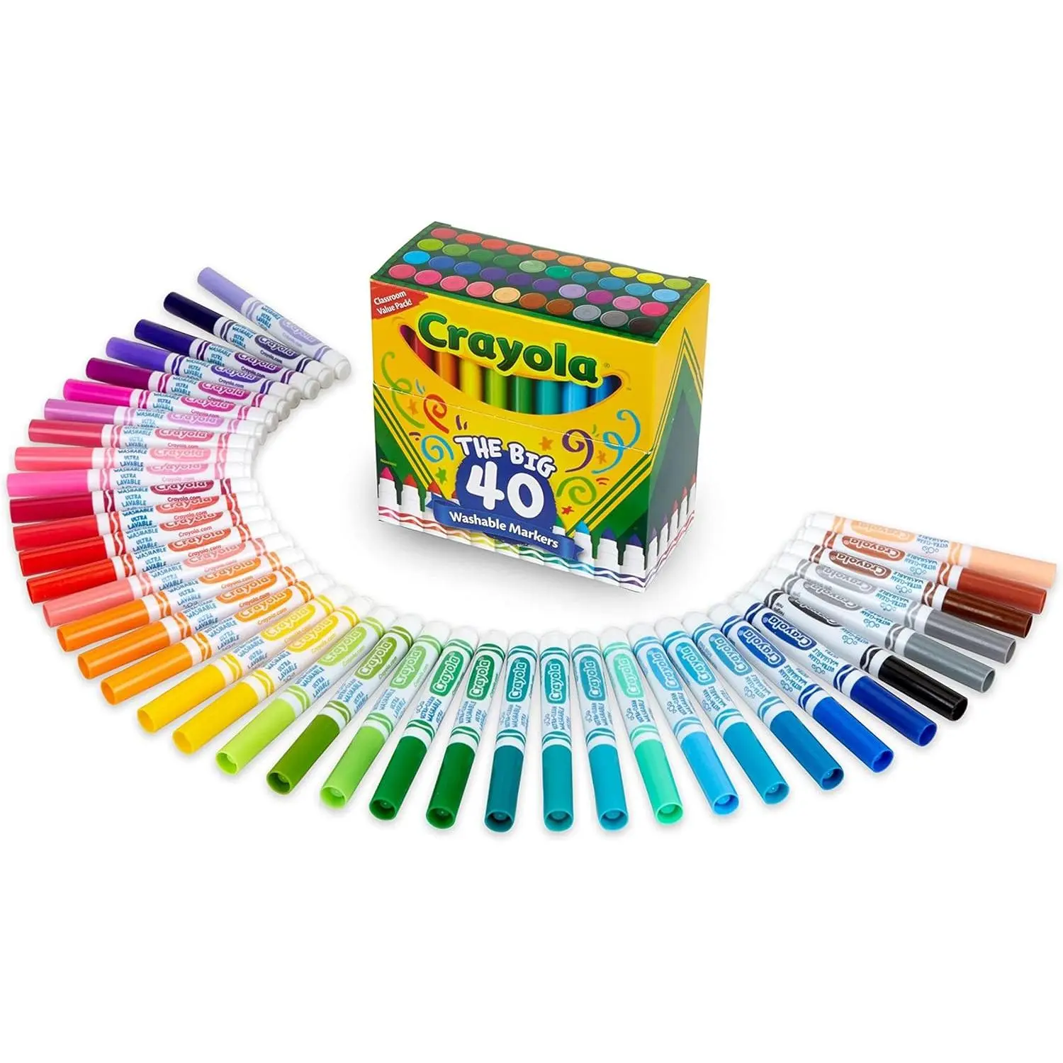 Ultra Clean Washable Markers (40ct), Colored Markers for Kids, Coloring Book Marker Set, Stocking Stuffers for Kids, Christmas & Holiday Gifts, Ages 3+