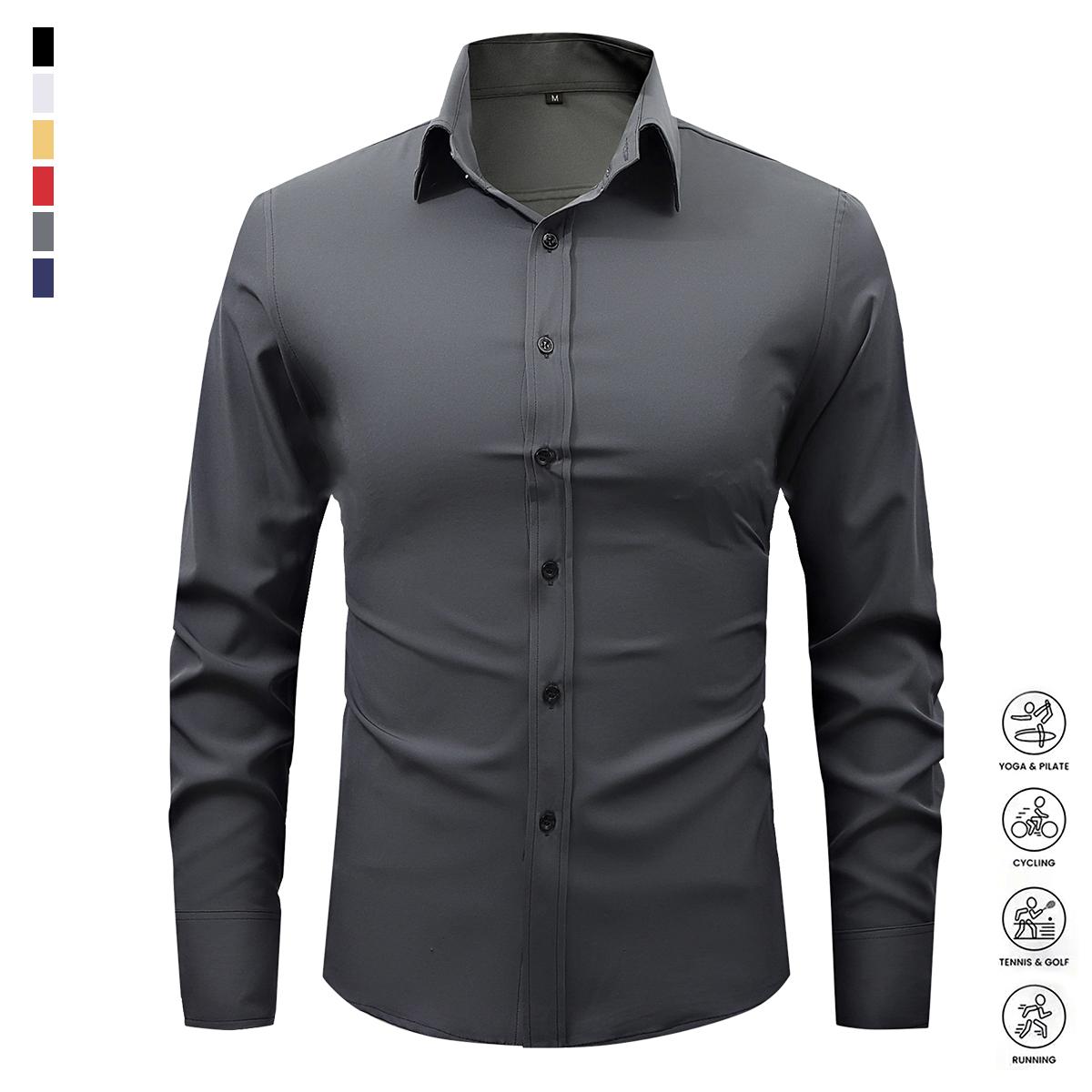 3-Pack Men's Fashion Shirts, Spring and Autumn Casual Breathable Long Sleeve Button Top