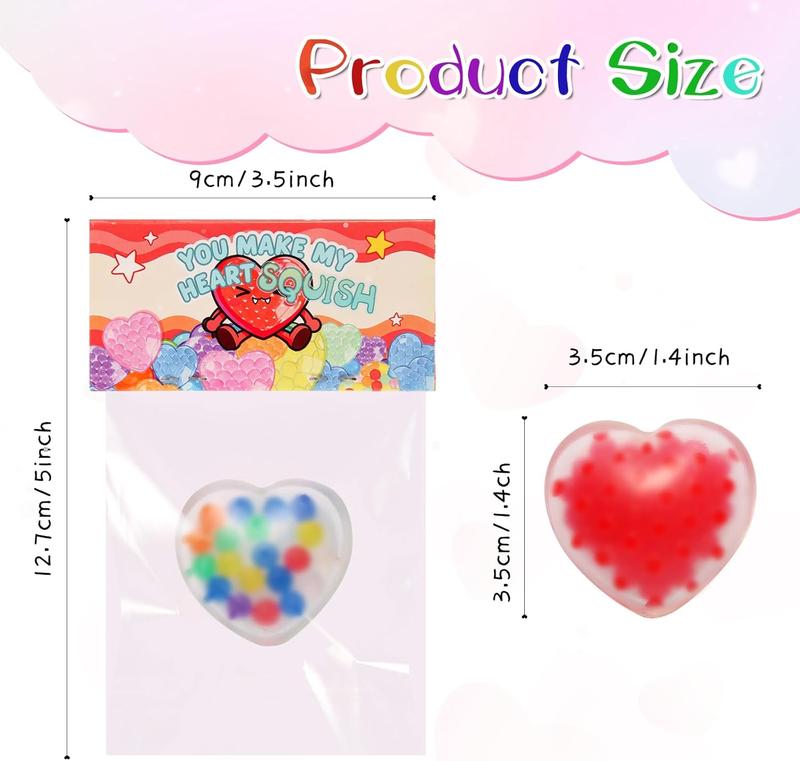 24-Pack Valentine’s Day Cards with Heart Stress Balls, Stress Relief Squishy Fidget Toys, Classroom Exchange Prizes & Party Favors