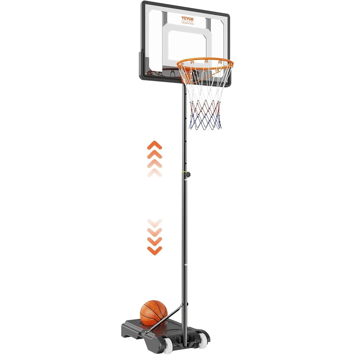 VEVOR Basketball Hoop, 28 32 44 48 54 Inchs PC Backboard, Height Adjustable, Basketball Portable Hoop & Goal, Regulation Basketball Hoop Outdoor, Teens, Adults, Basketball Court, Schools, Parks