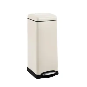 GARVEE 8-Gallon Soft-Close Trash Can with Removable Inner Bucket, Modern Minimalist Design for Home, Kitchen, Laundry, Office, Bedroom, and Bathroom in Cream White
