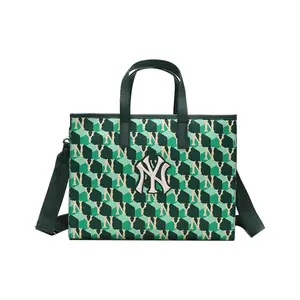 MLB Monogram Series New York Yankees Retro Geometric Monogram Logo Tote Bag in Green for Men and Women Quilted Bag Puffy Tote Bag