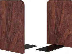 1Pair Book Ends for Heavy Books,Square Bookends Wood Book Ends Universal Economy Bookend