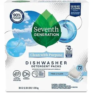 Seventh Generation Dishwasher Detergent Packs for sparkling dishes Free & Clear Dishwasher Tabs (72 Count)