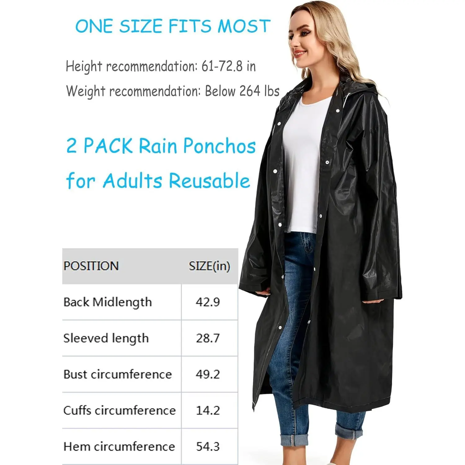 Reusable Rain Ponchos for Adults - Heavy Duty Military Impermeable Raincoats Survival Gear 2 Packs Waterproof Rain Coat with Hood Perfect for Outdoor Hiking Camping Emergency Weather Protection Durable Long Lasting Reusable Rain Ponchos for Adults - Heavy Duty Military Impermeable Raincoats Survival Gear 2 Packs Waterproof Rain Coat with Hood Perfect for Outdoor Hiking Camping Emergency Weather Protection Durable Long Lasting