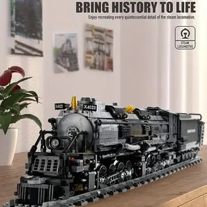 1608 Pieces Big Boy Steam Train Building Suit-Large Size, Highly Detailed, ABS Material, Collectible Train Head Display with Track-Ideal Train Lovers and Model Lovers Gift [Without Color Box]