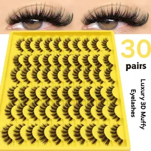 30 Pairs Of 3D Fluffy Artificial Mink Eyelashes Slim False Eyelashes Thick False Eyelashes Curling False Eyelashes 3D Natural False Eyelashes Suitable For Holiday Parties False Eyelashes Cat Eye Lashes For Cosplay Manga Various Occasions