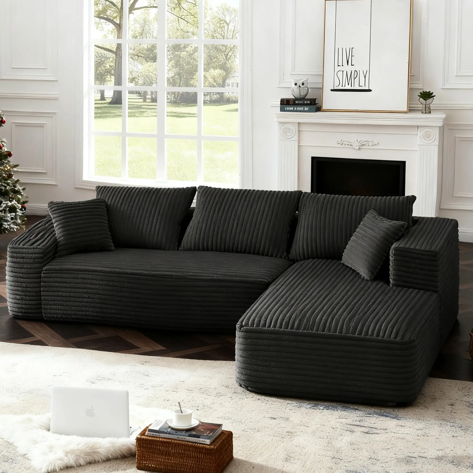 Black-Right Facing Chaise