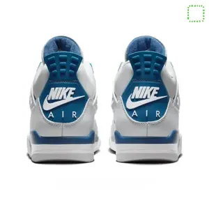 White and Blue Leather and Mesh Mid-Top Retro Basketball Shoes