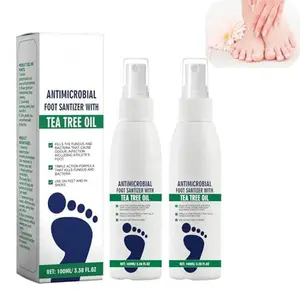 Antimicrobial Foot Sanitizer with Tea Tree Oil Pack of 2 100ml Daily Use for Fresh Clean Hydrated Feet - Oral