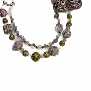 Pink Cherry Faces Bag Chain with Multicolor Beads and Eye-catching Design