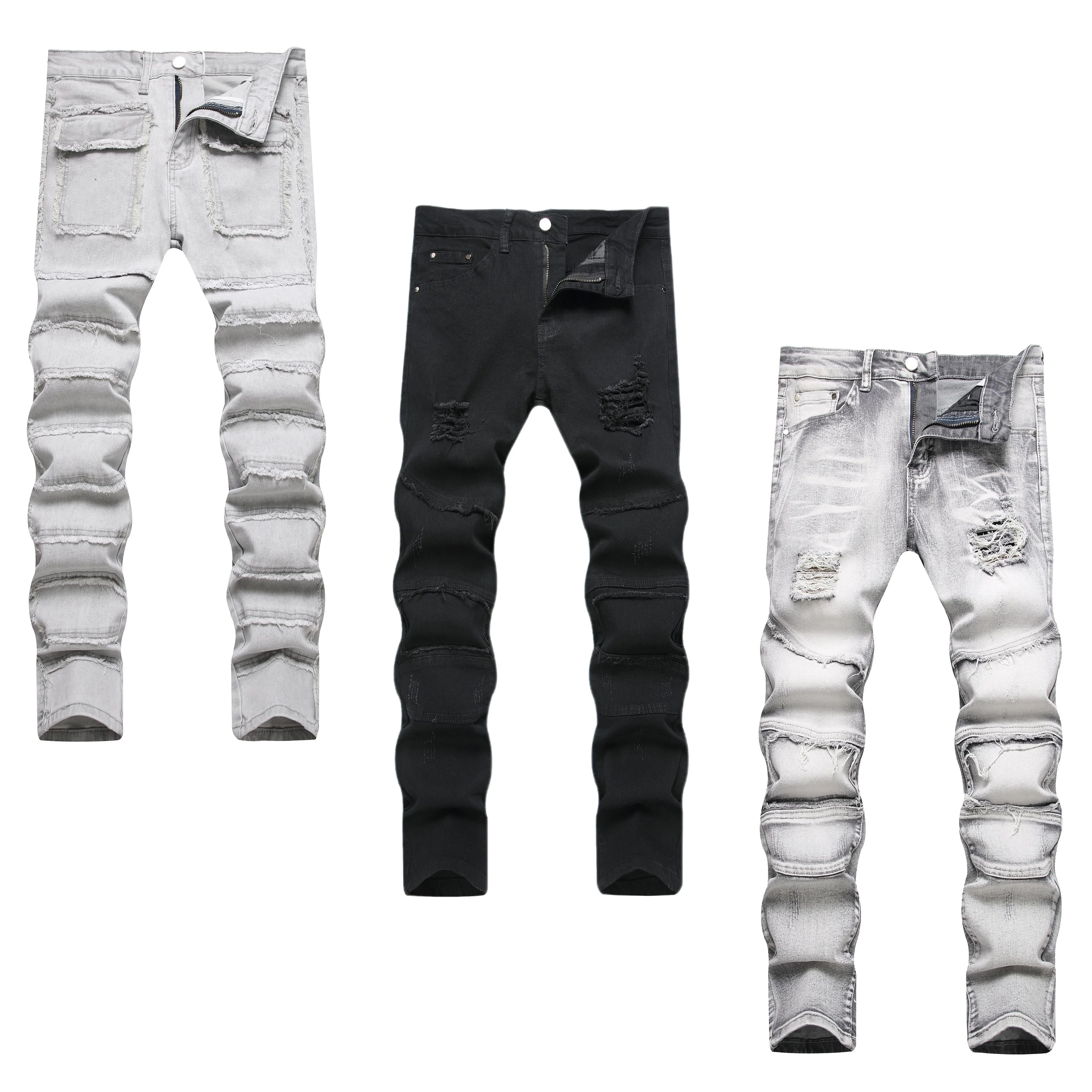 JUNBAOSS 2026 Fashion Mens Multi Pack Slim Fit Stretch Jeans Ripped Skinny Jeans for Men, Distressed Straight Leg Casual Comfort Flex Waist Denim Pants, Menswear Classic Street Style Cotton Fabric Jean Natural Hipster Personalized Stylish Trouser Jeans su