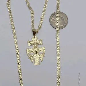 CARAVACA Medium pendant religious necklace regular style gold-plated 24"inches plain color